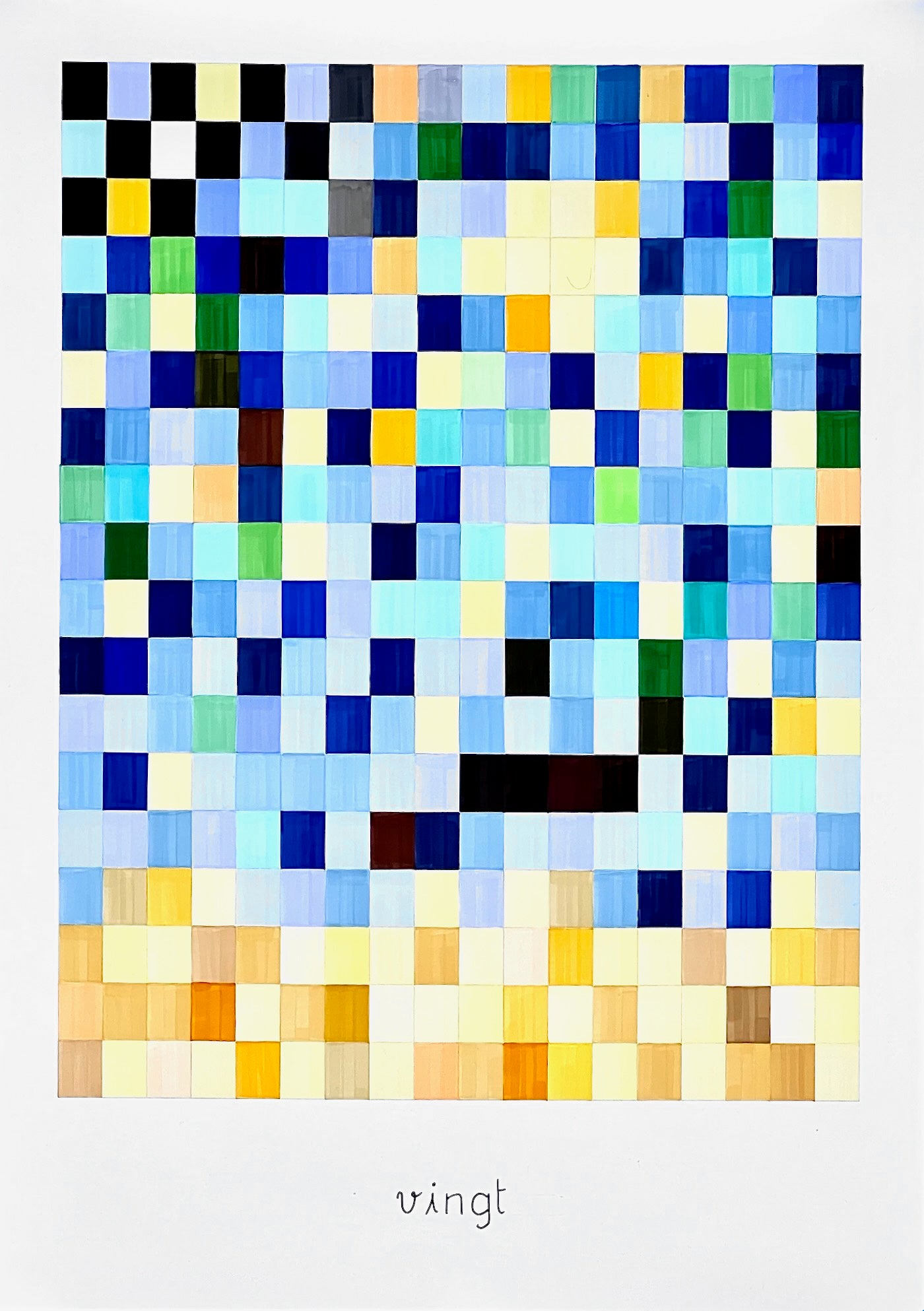 #20 : Vingt : Bretagne : noir blanc bleu beige, jaune, vert et bleu ciel